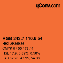 カラーコード: RGB 243.7 110.6 54 | qconv.com