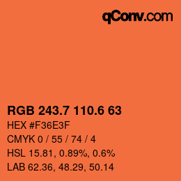 カラーコード: RGB 243.7 110.6 63 | qconv.com