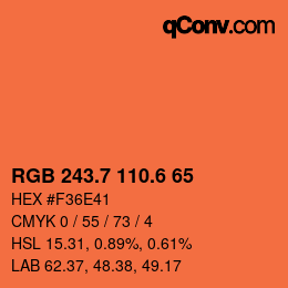 カラーコード: RGB 243.7 110.6 65 | qconv.com