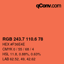 カラーコード: RGB 243.7 110.6 78 | qconv.com