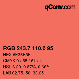 カラーコード: RGB 243.7 110.6 95 | qconv.com