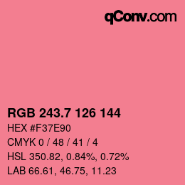カラーコード: RGB 243.7 126 144 | qconv.com