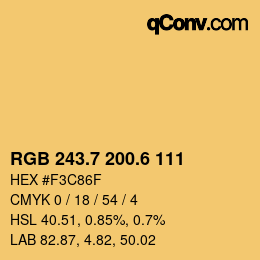 カラーコード: RGB 243.7 200.6 111 | qconv.com