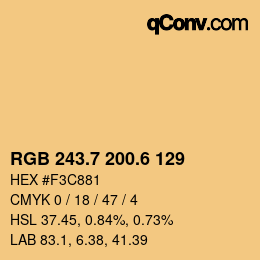 カラーコード: RGB 243.7 200.6 129 | qconv.com