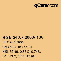 カラーコード: RGB 243.7 200.6 136 | qconv.com