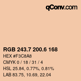 カラーコード: RGB 243.7 200.6 168 | qconv.com