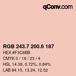 カラーコード: RGB 243.7 200.6 187 | qconv.com