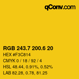カラーコード: RGB 243.7 200.6 20 | qconv.com