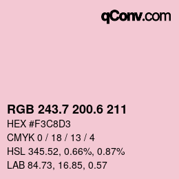 カラーコード: RGB 243.7 200.6 211 | qconv.com