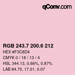 カラーコード: RGB 243.7 200.6 212 | qconv.com