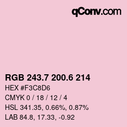 カラーコード: RGB 243.7 200.6 214 | qconv.com