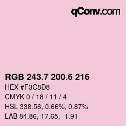 カラーコード: RGB 243.7 200.6 216 | qconv.com