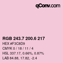 カラーコード: RGB 243.7 200.6 217 | qconv.com
