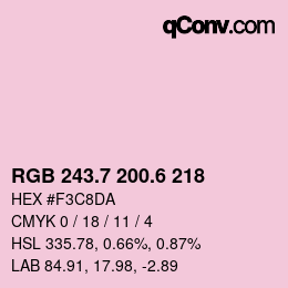 カラーコード: RGB 243.7 200.6 218 | qconv.com