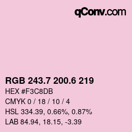 カラーコード: RGB 243.7 200.6 219 | qconv.com