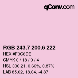 カラーコード: RGB 243.7 200.6 222 | qconv.com