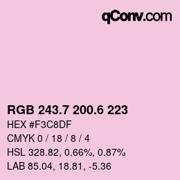 カラーコード: RGB 243.7 200.6 223 | qconv.com