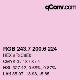 カラーコード: RGB 243.7 200.6 224 | qconv.com