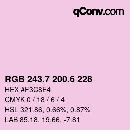 カラーコード: RGB 243.7 200.6 228 | qconv.com