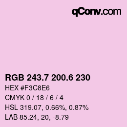 カラーコード: RGB 243.7 200.6 230 | qconv.com