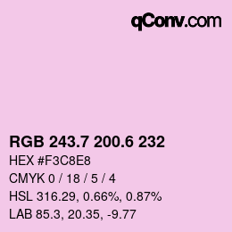 カラーコード: RGB 243.7 200.6 232 | qconv.com
