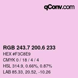 カラーコード: RGB 243.7 200.6 233 | qconv.com