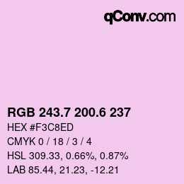 カラーコード: RGB 243.7 200.6 237 | qconv.com