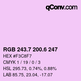 カラーコード: RGB 243.7 200.6 247 | qconv.com