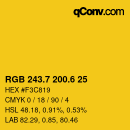 カラーコード: RGB 243.7 200.6 25 | qconv.com