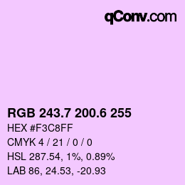 カラーコード: RGB 243.7 200.6 255 | qconv.com