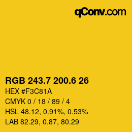カラーコード: RGB 243.7 200.6 26 | qconv.com