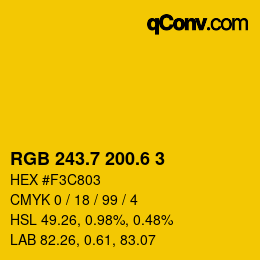 カラーコード: RGB 243.7 200.6 3 | qconv.com