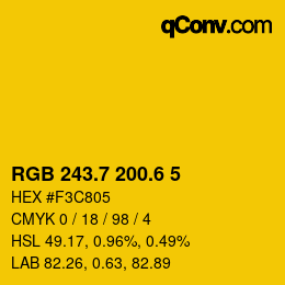カラーコード: RGB 243.7 200.6 5 | qconv.com