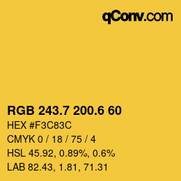 カラーコード: RGB 243.7 200.6 60 | qconv.com