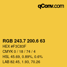 カラーコード: RGB 243.7 200.6 63 | qconv.com