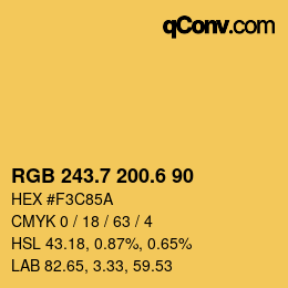 カラーコード: RGB 243.7 200.6 90 | qconv.com