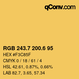 カラーコード: RGB 243.7 200.6 95 | qconv.com