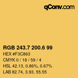 カラーコード: RGB 243.7 200.6 99 | qconv.com