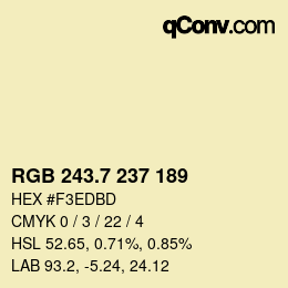 カラーコード: RGB 243.7 237 189 | qconv.com