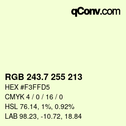 カラーコード: RGB 243.7 255 213 | qconv.com