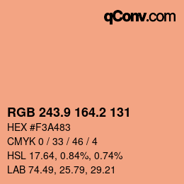 カラーコード: RGB 243.9 164.2 131 | qconv.com