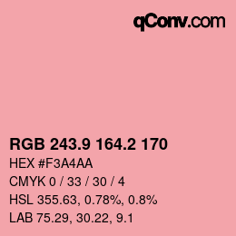 カラーコード: RGB 243.9 164.2 170 | qconv.com