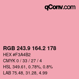 カラーコード: RGB 243.9 164.2 178 | qconv.com