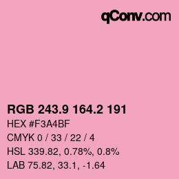 Color code: RGB 243.9 164.2 191 | qconv.com