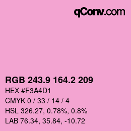 カラーコード: RGB 243.9 164.2 209 | qconv.com