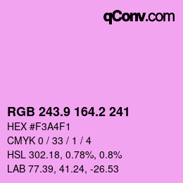 カラーコード: RGB 243.9 164.2 241 | qconv.com