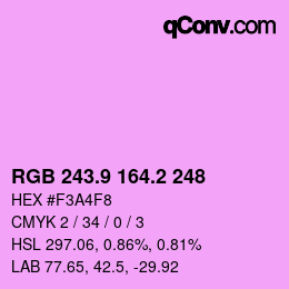 カラーコード: RGB 243.9 164.2 248 | qconv.com