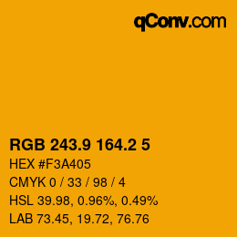 カラーコード: RGB 243.9 164.2 5 | qconv.com