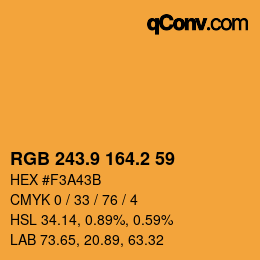 カラーコード: RGB 243.9 164.2 59 | qconv.com