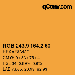 カラーコード: RGB 243.9 164.2 60 | qconv.com